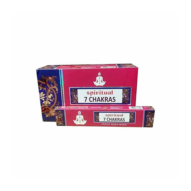 Incenso 7 Chakra Ayurvedico - Set 7 Confezioni Da 15g Bastoncini Premium Corona, Terzo Occhio, Gola, Cuore, Plesso Solare, Sacrale, Radice